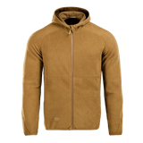 M-Tac Lite Microfleece Hættetrøje i brun, let mikrofleece med elastisk kant og hætte, perfekt til hverdag og friluftsliv.