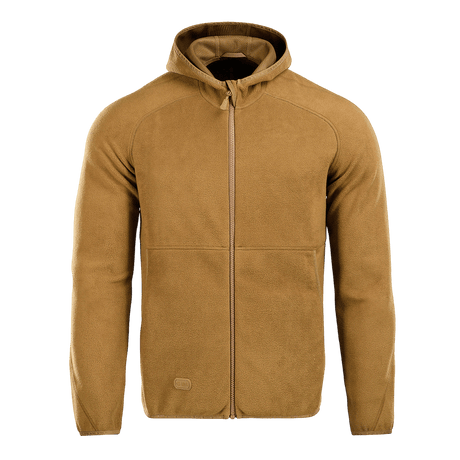 M-Tac Lite Microfleece Hættetrøje i brun, let mikrofleece med elastisk kant og hætte, perfekt til hverdag og friluftsliv.
