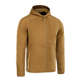 M-Tac Lite Microfleece Hættetrøje i brun farve, let og åndbar med elastiske kanter, perfekt til dagligt brug og udendørs aktiviteter.