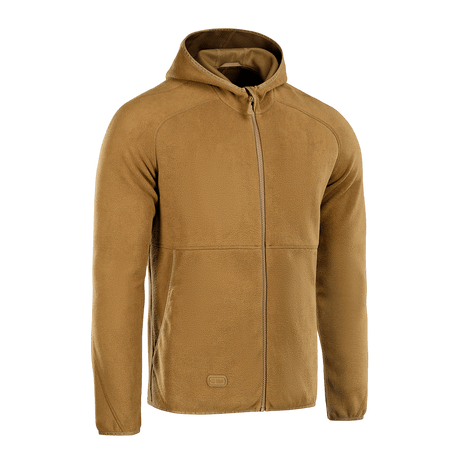 M-Tac Lite Microfleece Hættetrøje i brun farve, let og åndbar med elastiske kanter, perfekt til dagligt brug og udendørs aktiviteter.