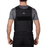 Anorak Titanium® Duty I Stik & Skudsikker Vest, sort Level IIIA skudsikker vest set bagfra med justerbare stropper til politibetjente og sikkerhedspersonale.