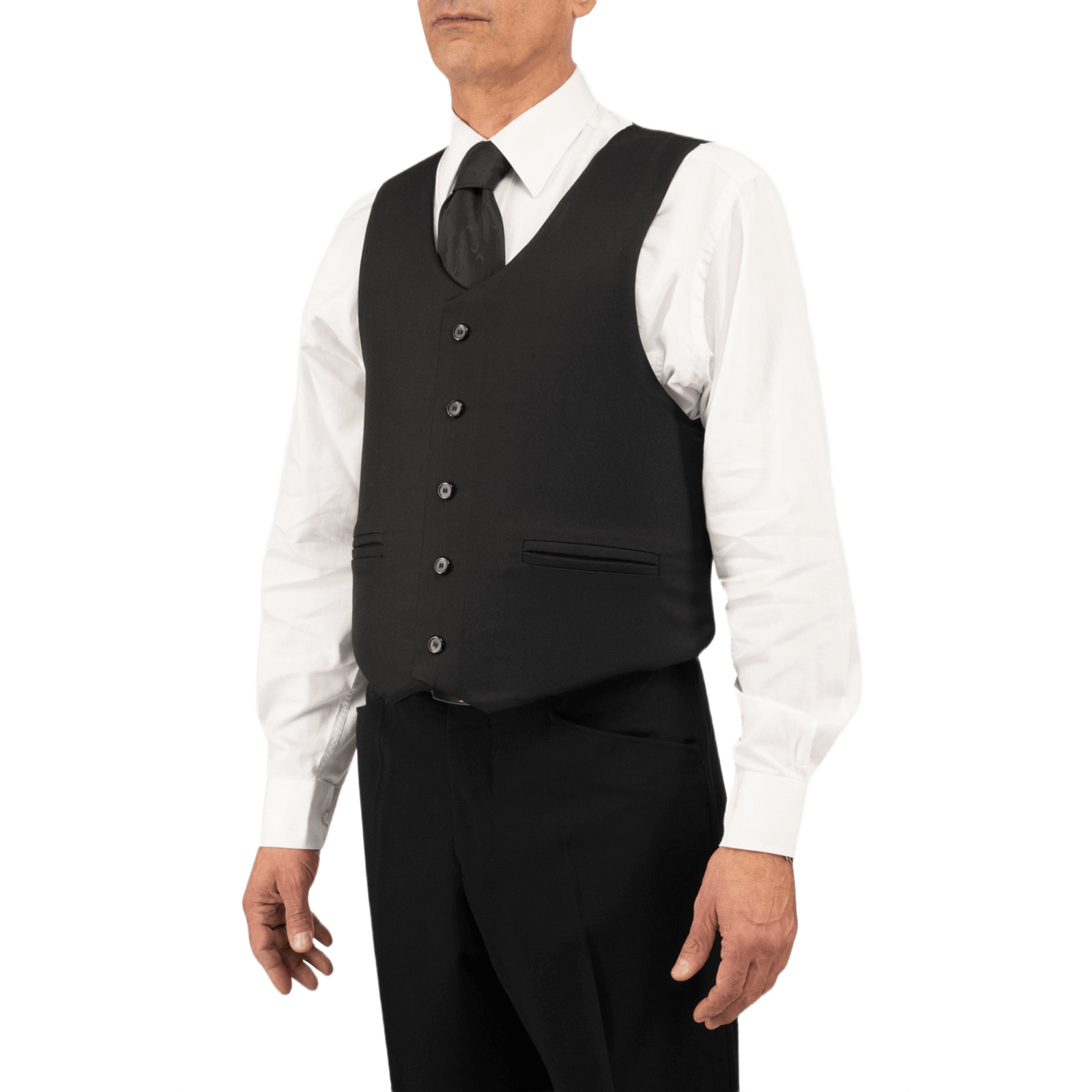 Mand iført Anorak Rhodium® VIP I Stik & Skudsikker Vest, designet til diskretion og sikkerhed i jakkesætsstil.