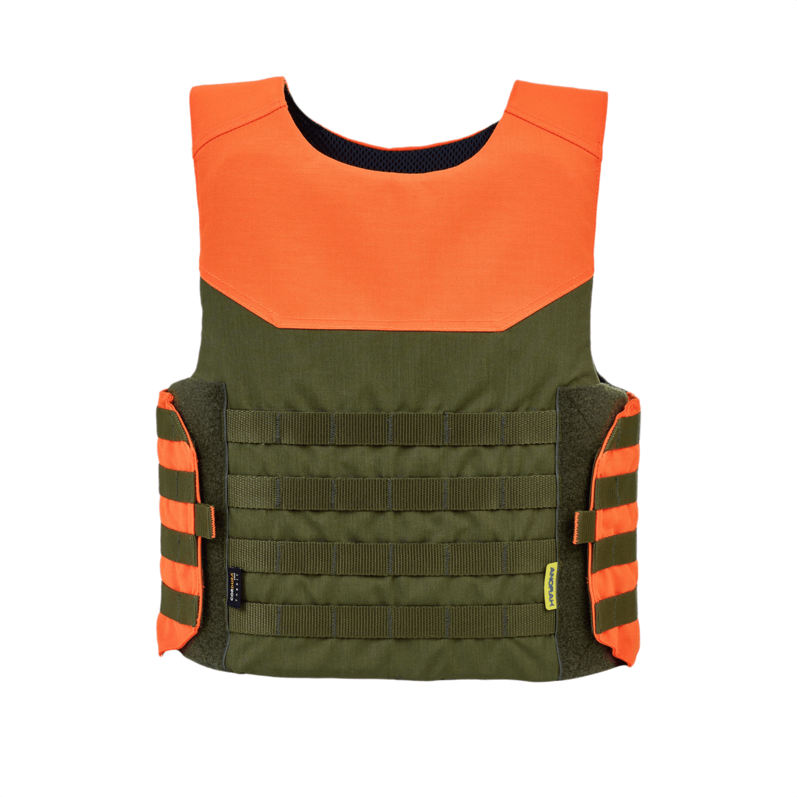 Anorak Shield I Cover i orange og oliven, holdbart og beskyttende cover til hverdagsbrug eller udendørsaktiviteter.