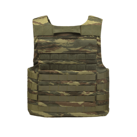Anorak Titanium® Tactical III Stik og Skudsikker Vest med camouflage-design, Level IIIA beskyttelse, knivmodstand, UHMWPE og UD ARAMID materialer.