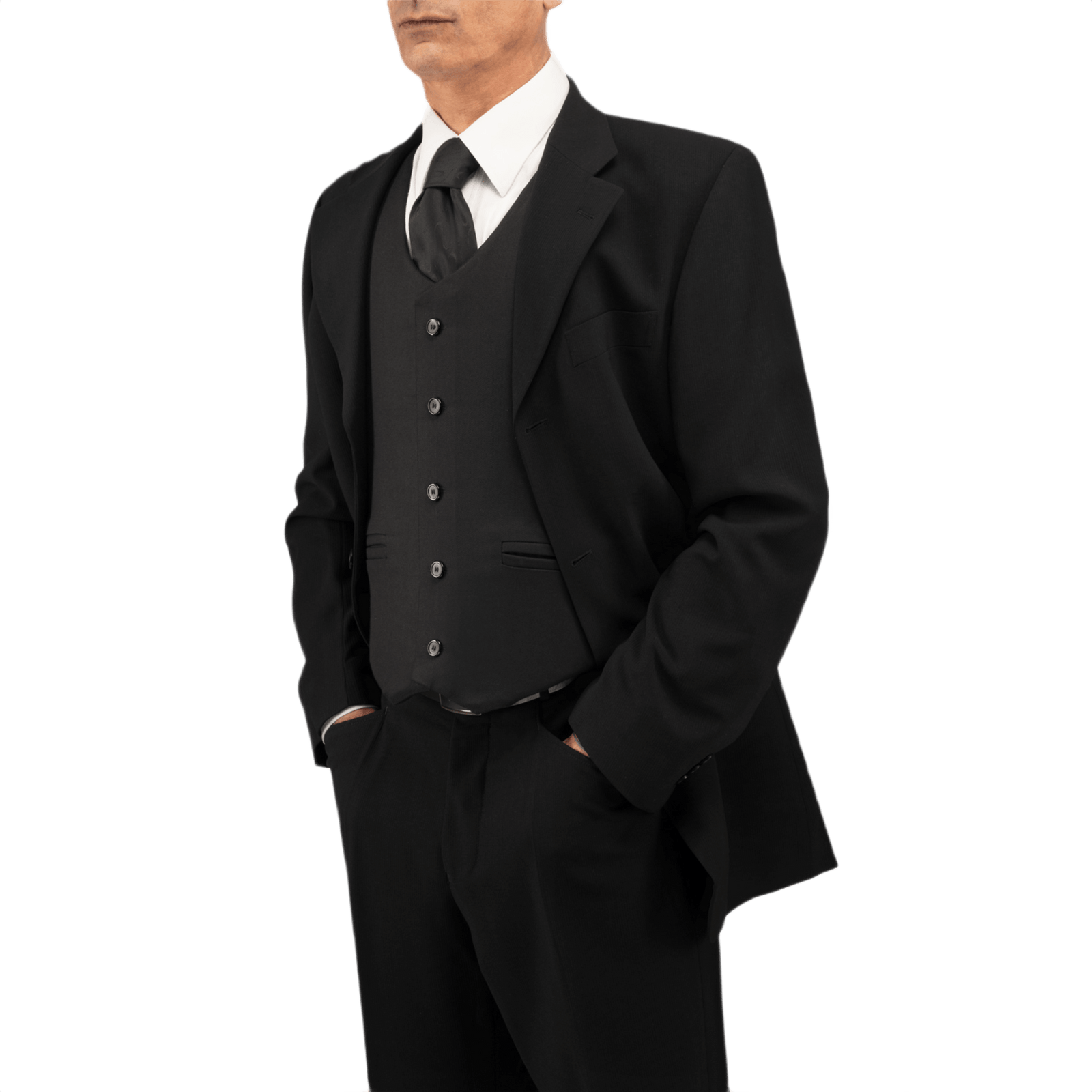 Mand iført Anorak Topaz® VIP I Stiksikker Vest under jakkesæt, viser stil og diskret beskyttelse med ekstrem komfort og dækning.