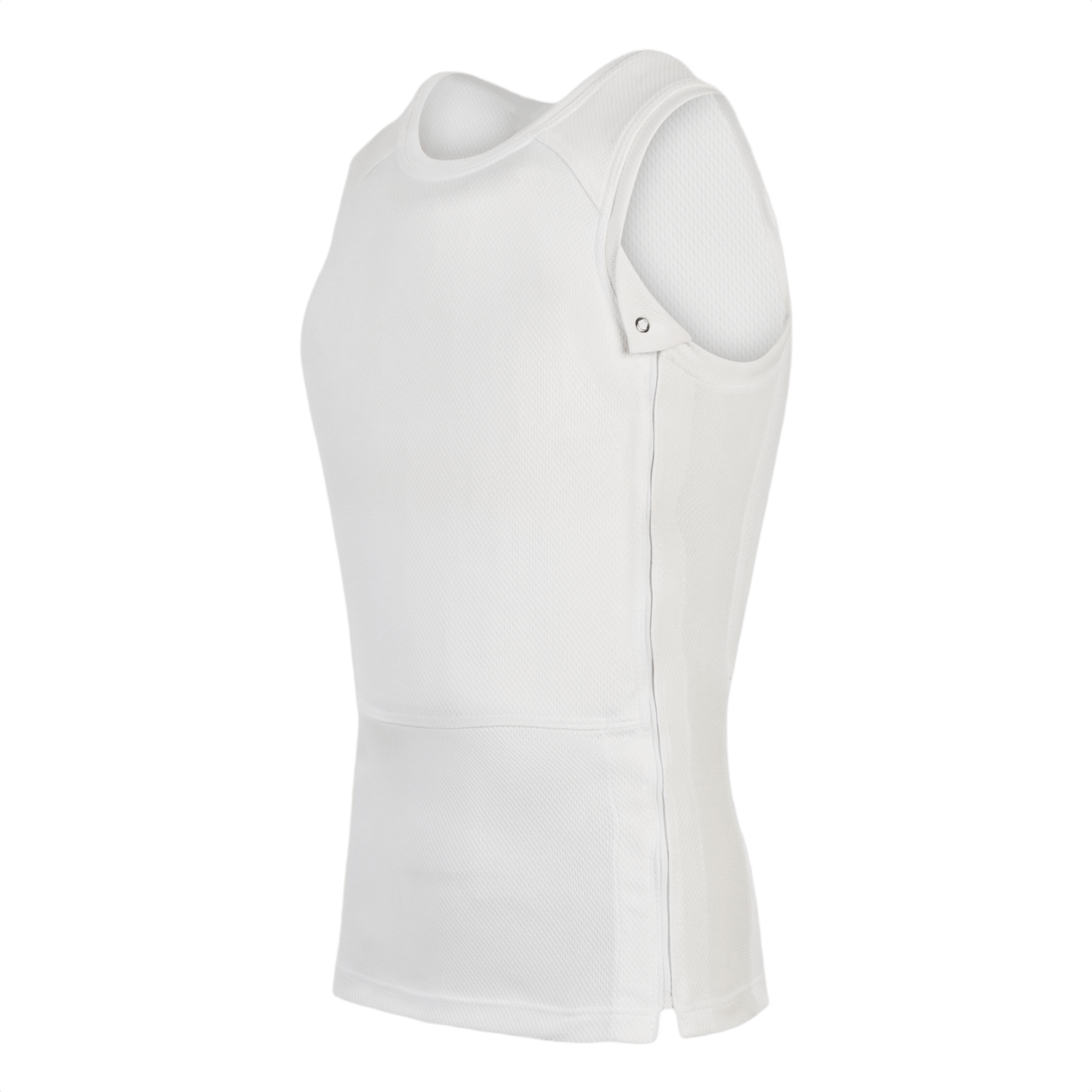 Anorak Undershirt I Cover, hvidt og diskret beskyttelsesundershirt med THERMOCOOL™ og COOLMAX® til temperaturregulering og antibakteriel effekt.