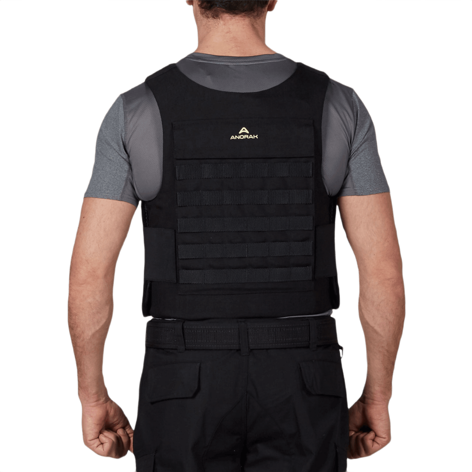 Anorak Chromium® Duty III-M Skudsikker Vest set bagfra på en mand, der viser Level IIIA beskyttelse og CORDURA® yderskal.