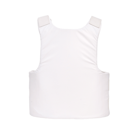Anorak Niobium® Concealable II Stik & Skudsikker Vest - hvid kropspanservest set bagfra, designet til diskret beskyttelse mod skud og knive.