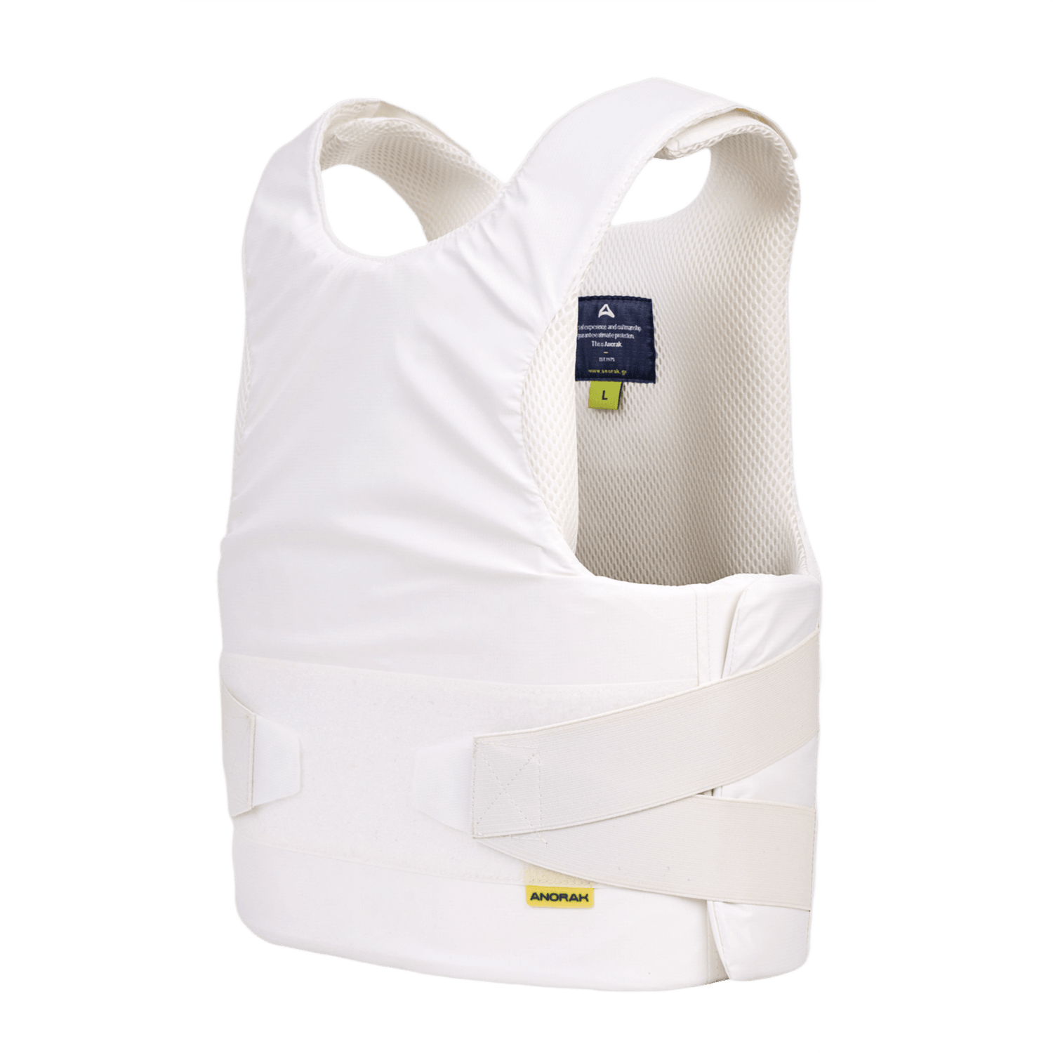 Anorak Concealable III Cover i hvid med en unik kombination af RIP-STOP Dry Comfort XT® og SPACER Coolmax® materiale til skjult beskyttelse.