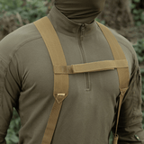 Alt Tag: M-Tac Skulderstropper til taktisk bælte Elite monteret på en person for øget komfort, lavet af MIL-SPEC webbing.