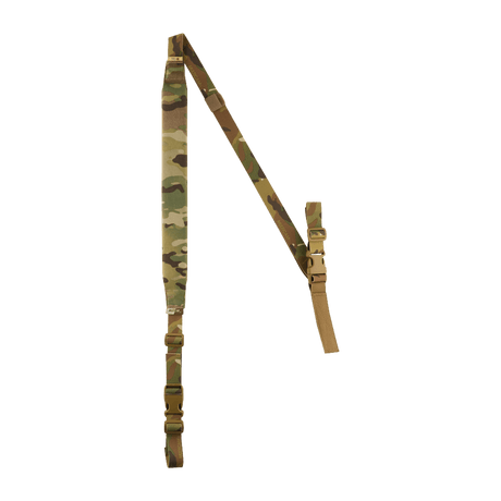 M-Tac Våbenbælte med To Punkter med komponenter fra Woojin Plastic® til militær og friluftsliv i camouflagemønster.