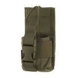 M-Tac Radio Pouch Motorola 4400/4800 i olive med MOLLE-system til hurtig adgang til radiokontrol og PTT-knap.