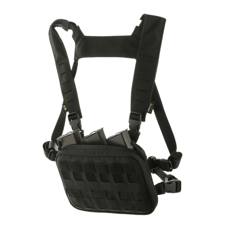 M-Tac Chest Rig Elite, alsidig brysttaske med MOLLE panel og Velcro, perfekt til EDC og taktisk brug, materiale Cordura 500.