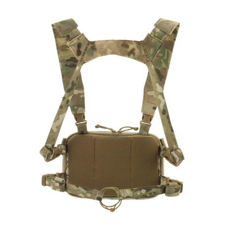 M-Tac Chest Rig Elite med alsidig MOLLE Laser Cut panel og H-type sele. Perfekt til EDC eller taktisk brug. Dimensioner: 28 x 30 x 5 cm.