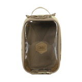 M-Tac Utility Organizer Transparent Elite Small Gen. II i holdbart Cordura 500D materiale med gennemsigtig PVC frontpanel, ideel til EDC-udstyr.