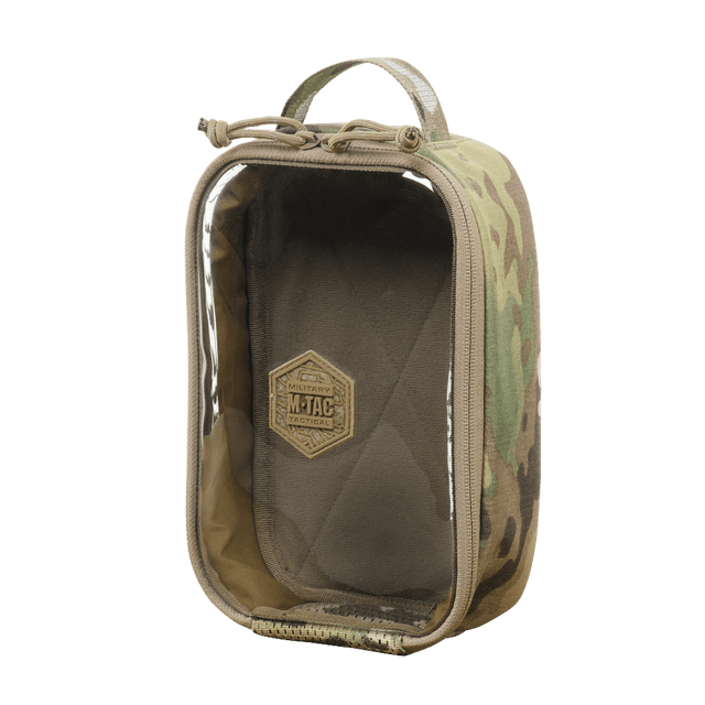 M-Tac Utility Organizer Transparent Elite Small Gen. II i holdbart Cordura 500D med gennemsigtigt PVC frontpanel til EDC-udstyr.