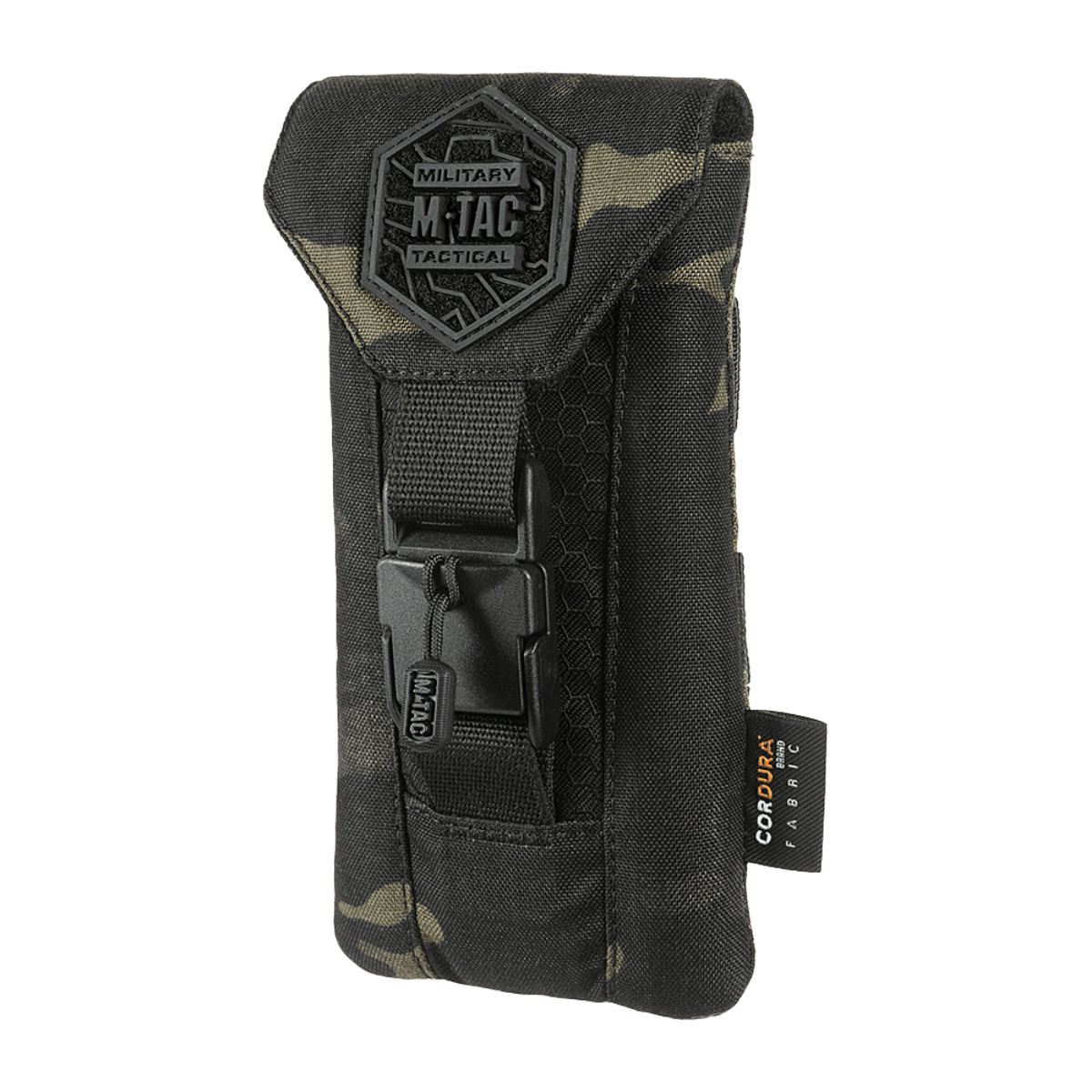 M-Tac Smartphone Taske Elite Medium Hex i sort CORDURA HEX 1000D materiale, stilfuld og holdbar til skærmstørrelser op til 5,8 tommer.