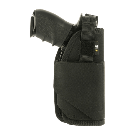 M-Tac Universal Taktisk Hylster Elite Højre lavet af Cordura 500D og kompatibel med Glock 17, monteret på bælte via MOLLE-interface