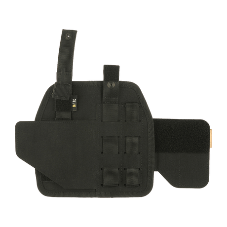 M-Tac Universal Taktisk Hylster Elite Højre i sort Cordura 500D med justerbar strop og MOLLE-interface til sikker pistolopbevaring.