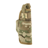 M-Tac Universal Taktisk Hylster Elite Højre i camo med Cordura 500D, justerbar strop og Velcro-lås for sikker pistolopbevaring.
