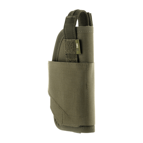 M-Tac Universal Taktisk Hylster Elite Højre i lamineret Cordura 500D med justerbar strop og MOLLE-interface til bæltemontering.