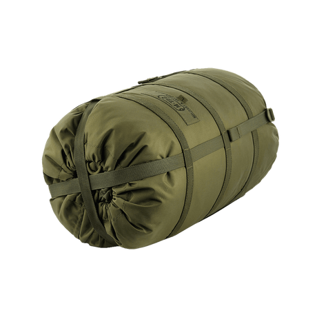 M-Tac Kompressionspose i slidstærkt nylon med integrerede kompressionsstropper, vandafvisende til opbevaring og beskyttelse mod fugt og snavs.