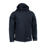 M-Tac Soft Shell Jakke i sort med vandafvisende og isolerende egenskaber, ideel til beskyttelse mod dårligt vejr.