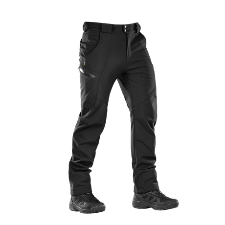 M-Tac Bukser Soft Shell Vinter - Sorte softshell vinterbukser med fleecefor, høj talje og forstærket bagparti til kolde forhold.