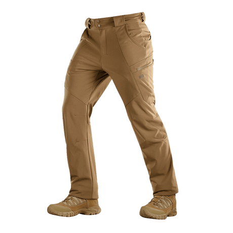 M-Tac Bukser Soft Shell Vinter i beige, komfortable vinterbukser med fleecefor og forstærket bagparti, ideelle til koldt vejr.