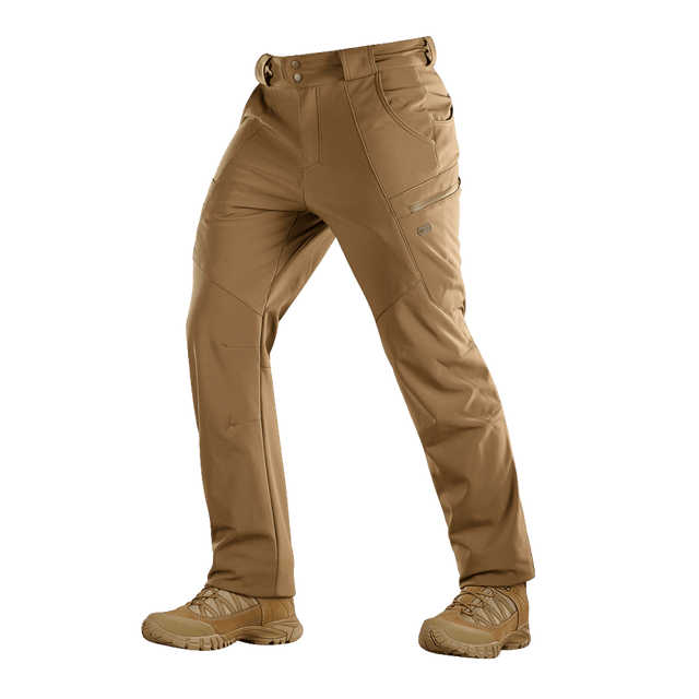 M-Tac Bukser Soft Shell Vinter i beige, komfortable vinterbukser med fleecefor og forstærket bagparti, ideelle til koldt vejr.