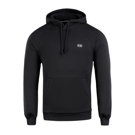 M-Tac Hættetrøje Cotton Raglan i sort med raglanærmer og hætte, lavet af 100% bomuld for komfort og bevægelsesfrihed.