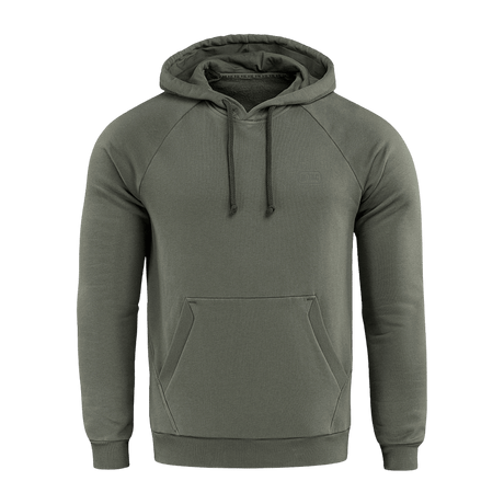 M-Tac Hættetrøje Cotton Raglan i olivengrøn med raglanærmer og hætte, designet til komfort og stil.
