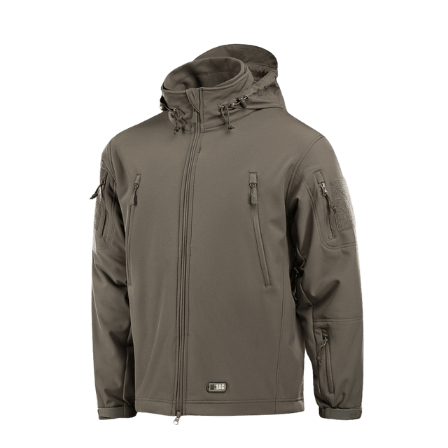 M-Tac Soft Shell Jakke med Liner i olivengrøn farve med aftagelig fleecefor og lynlås i fuld længde.