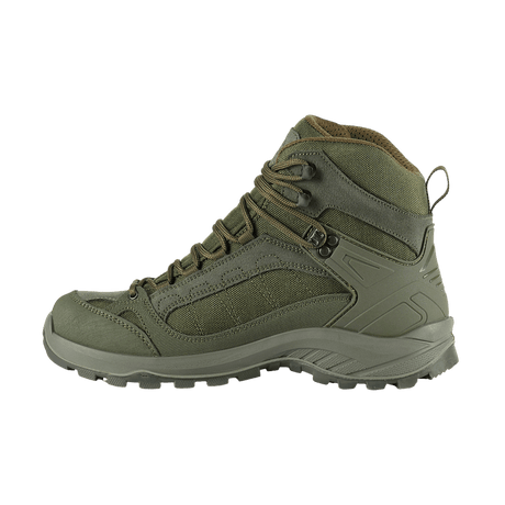 M-Tac Taktiske Sæsonstøvler i olivengrøn med Cordura®-stof til outdoor og terrænbrug.
