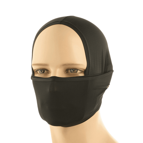 M-Tac Polartec Vent Tube Scarf som ansigtsmaske fremstillet af fugtafledende Polartec® Power Dry® materiale, bæres på mannequin.