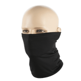 M-Tac Tube Scarf Polartec Power Grid i sort på mannequin, varm halsrør med vind og kuldebeskyttelse, alsidig brug som maske eller pandebånd.