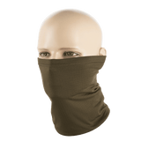 M-Tac Tube Scarf Polartec Power Grid i brun farve, bæres som ansigtsmaske på mannequin, fremstillet af holdbart Polartec Power Grid materiale.