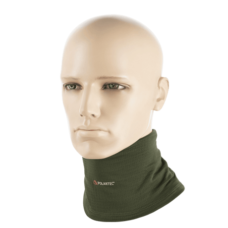 M-Tac Tube Scarf Polartec Power Grid i grøn på mannequin udstillet mod vind og kulde