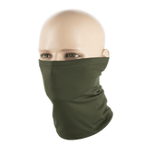 M-Tac Tube Scarf Polartec Power Grid i olivengrøn vist som ansigtsmaske på mannequin. Multifunktionelt og varmt halsrør.