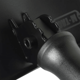 M-Tac Sammenklappelig Skovl med Etui, robust design, justerbar position, foldbar til camping og militær brug, nærbillede af håndtag og samling.