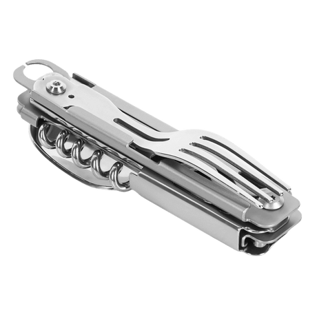 M-Tac Spork Bestiksæt med Karabinhage, kompakt feltbestik til camping og vandreture med ske, gaffel og flaskeåbner funktioner.