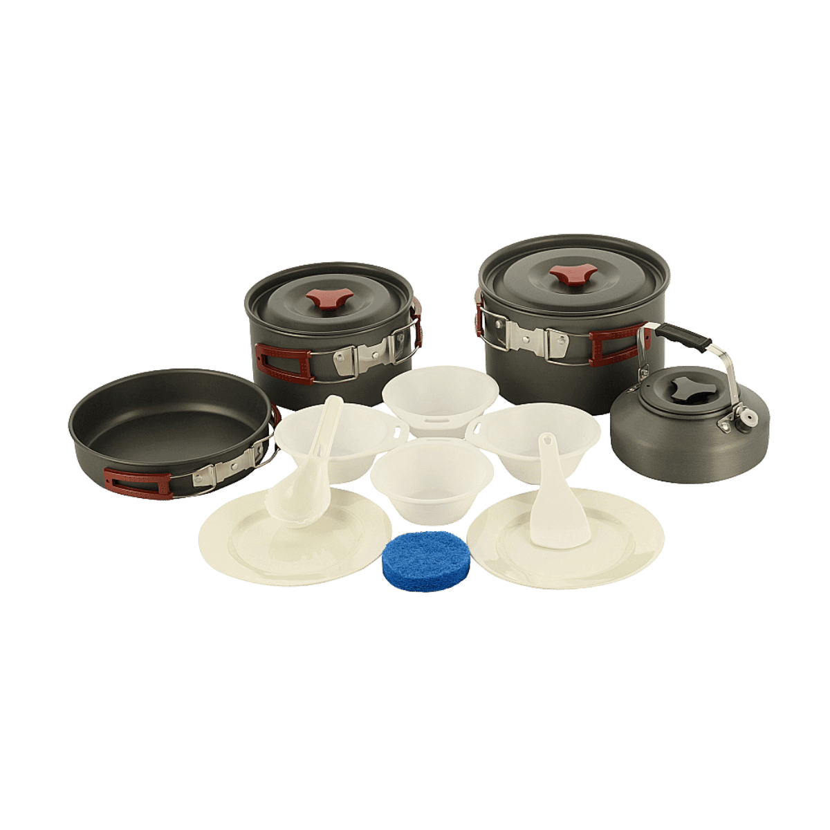 M-Tac Kogegrejsæt til 4-5 personer med letvægts anodiseret aluminium gryde og pande samt køkkenredskaber til camping og friluftsliv