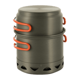 M-Tac Individuelt Kogesæt til Brænder i anodiseret aluminium med orange håndtag, ideelt til camping og friluftsliv.