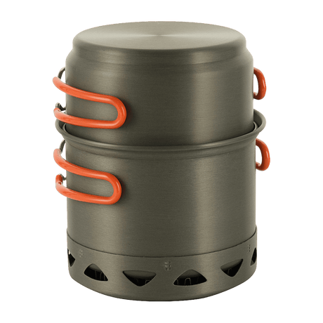 M-Tac Individuelt Kogesæt til Brænder i anodiseret aluminium med orange håndtag, ideelt til camping og friluftsliv.