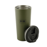 M-Tac Termokop 450 ml med Ventil i rustfrit stål, åben med låg ved siden af, designet til at holde drikkevarer varme eller kolde.