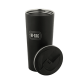 M-Tac Termokop 450 ml med Ventil i sort rustfrit stål med aftageligt låg, perfekt til at holde drikke varme eller kolde.