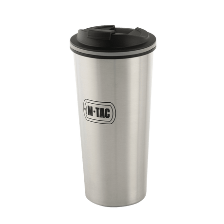 M-Tac Termokop 450 ml med Ventil i rustfrit stål, ideel til varme og kolde drikke, byder på praktisk tud og ventil til nem drikning.