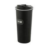 M-Tac Termokop 450 ml med Ventil i sort rustfrit stål design, ideel til varme eller kolde drikke på farten eller derhjemme.