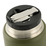 Låg af M-Tac Termoflaske 750 ml med Folde-ske, viser foldeske opbevaret i toppen for praktisk brug.