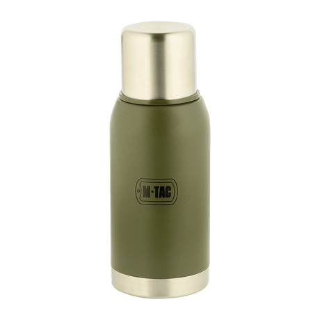 M-Tac Termoflaske Type 2 0.75L i olivengrøn, ideel til camping og ture, dobbeltvægget vakuum for optimal temperaturkontrol.